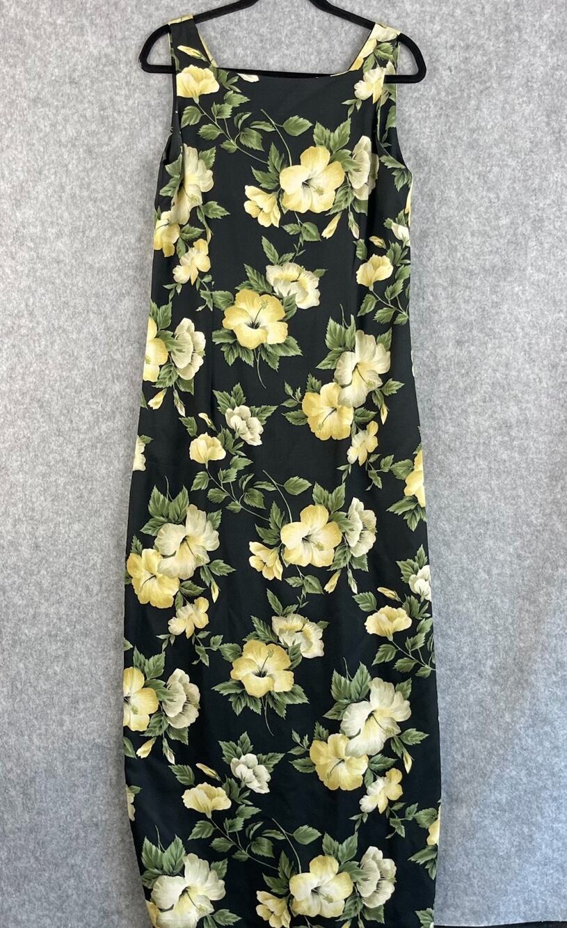 Vintage‎ Tommy Bahama Silk Maxi Dress Womens 12 Floral Hawaiian Aloha Tropical